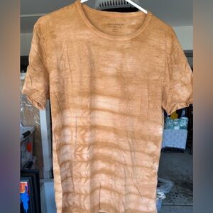 All Saints Men's Tan Tie-Dye Style Shirt size M